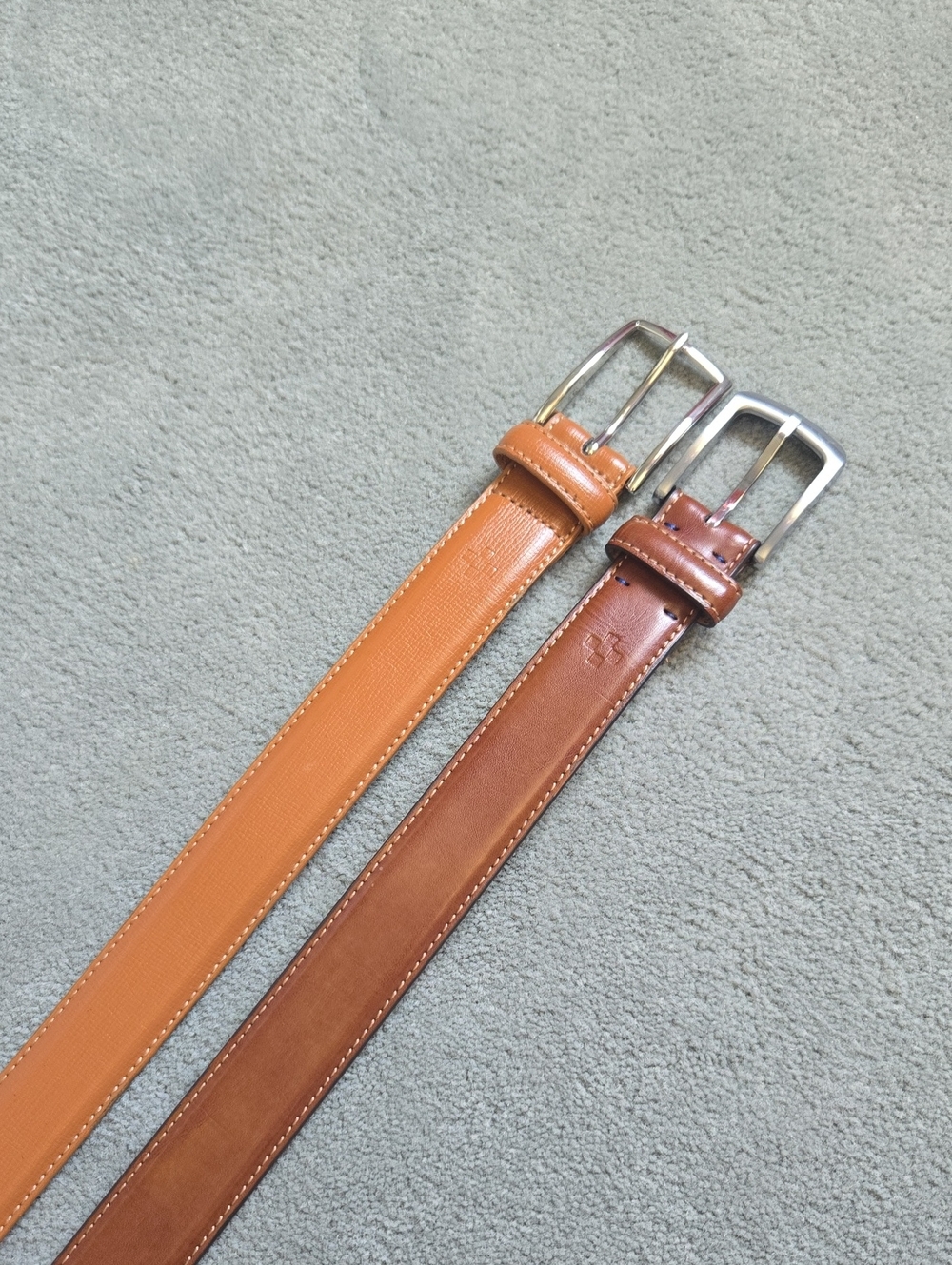 Vince Camuto Leather Belt Pair in Tan and Brown